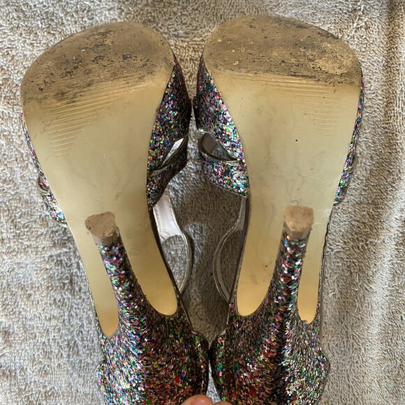 Steve Madden “Emele” Multi-Glitter Platform Heels | Size 7M | Sparkly Strappy - Picture 6 of 6